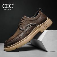 CCE mens shoes new round toe lace-up casual sneakers mens trend fashion first layer cowhide rubber leather shoes 5080-LQ shoes