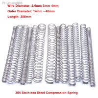 1Pcs Length 305mm 304 Stainless Steel Compression Spring Wire Dia 2.5mm 3mm 4mm Long Spiral Pressure Spring Outer Dia 14-40mm