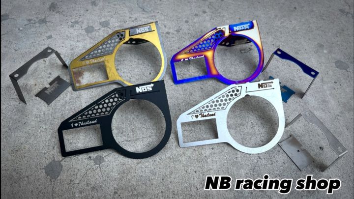 แบบใหม่-ขาเกจวัดบูสหน้าน้ำมัน-พร้อมช่องใส่เกจวัดแรงดันราง-nos-racing-จำนวน3ชิ้น