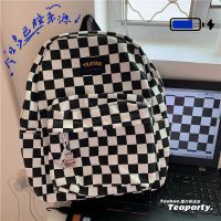 ♘❅ Ins the diablo series Japanese harajuku wind restoring ancient ways backpack checkerboard street snap bag backpack female students