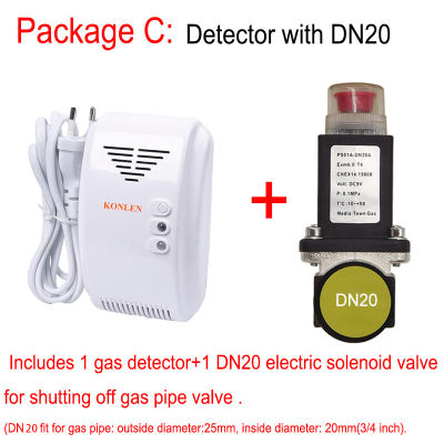 KONLEN LPG Natural Gas Leakage Detector Wireless 433Mhz Sensor With Solenoid Valve