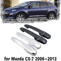 ชุดมือจับสีดำคาร์บอนไฟเบอร์หรือฝาครอบประตูด้านข้างโครเมี่ยมสำหรับ Mazda CX-7 CX7 CX 7 2006 ~ 2013อุปกรณ์เสริมรถยนต์2007 2008 2009