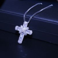 Classic Retro Shiny Cubic Zirconia Cross For Women Fashion Gold Silver Color Crystal Cross Choker Pendant Necklace Party Jewelry
