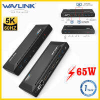 Wavlink USB C HUB Dual 5K ที่60Hz DP หรือ Dual 4K ที่60Hz HDMI 65วัตต์,Displaylink Driver 2XDisplay Port 1.2, 2XHDMI 2.0, 3x USB-C พอร์ต3x USB 3.0,พอร์ต Gigabit Ethernet,เสียงสำหรับ Windows/Mac OS/Ubuntu/Chrome OS/Android/M1 Macbook Pro