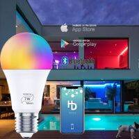 [HOT QQZIWWUJJWG 104] 7W Bluetooth Smart Light Bulbs RGB หรี่แสงได้หลอดไฟ600LM E27 AC 110 264V Smart Bulbs