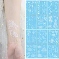 Temporary White Tattoo Stickers Individuality Sexy Decor Collarbone Stickers Masquerade Disposable Star Butterfly Arm Tattoo Stickers
