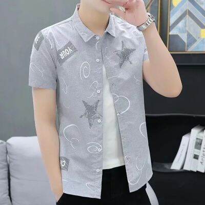 CODTheresa Finger Summer Korean Casual Shirt Fashion Plaid Shirts Mens Business Short Sleeves Shirt