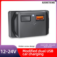 KEBETEME 12-24โวลต์3.1A ช่องเสียบสายชาร์จรถ4.2A ไฟ LED ชาร์จแบตรถกับ USB PD สำหรับรถกะบะเอทีวีอัตโนมัติเรือ RV อะแดปเตอร์บัส