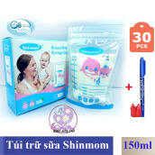 Tặng bút ghi - Hộp 30 túi trữ sữa 150ml, đựng sữa mẹ Shinmom Hàn Quốc 2 zip khóa