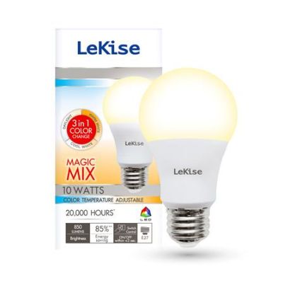 หลอดไฟ MAGIC MIX LED 3IN1 LeKise LED BLUB A60 10W สามารถเปลี่ยนแสงได้ 3 สี ในหลอดเดียว หลอดไฟปรับได้ 3 สี หลอดไฟปรับแสง