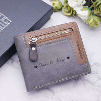 ปรับแต่งกระเป๋าสตางค์รูปภาพแกะสลัก Bifold Multi-Function Short Zipper PU Synthetic Leather Wallets For Men S Custom Photo Purse