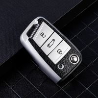 【LZ】✻  Chave do carro Caso Capa Bag Keychain Protector Volkswagen VW Polo Golf7 MK7 Tiguan Skoda Octavia Kodiaq Karoq Seat Ateca