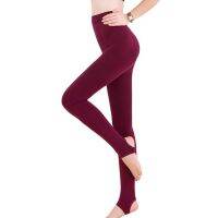 YGYEEG Women Autumn Thick Warm Lining Legging Gym Wear Stretch Fleece Pants Trample Wrap Step On Foot Nine Style Elastic Bottom