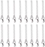 20strands 304 Stainless Steel Extender Chains with Lobster Claw Clasps for DIY Jewelry Making 58mm Long Stainless Steel Color