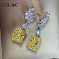 OEVAS 100 925 Sterling Silver Sparkling Topaz Drop Earrings For Women Luxury High Carbon Diamond Wedding Party Fine Jewelry