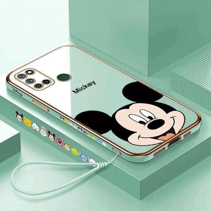 เคสโทรศัพท์มือถือสำหรับ-realme-7i-9i-5g-9-pro-plus-5g-9-pro-พร้อมสายคล้อง-การ์ตูนเคสชุบมิกกี้ฝาหลังแบบนิ่ม