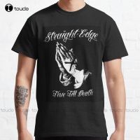 Straight Edge - Praying Hands Clic T-Shirt Mens Shirts Cotton Outdoor Simple Vintag Cal T-Shirt Gd Hip Hop New Popular