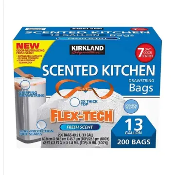 Kirkland Signature Flex-Tech 13-Gallon Scented Kitchen Trash Bags - 200  Count