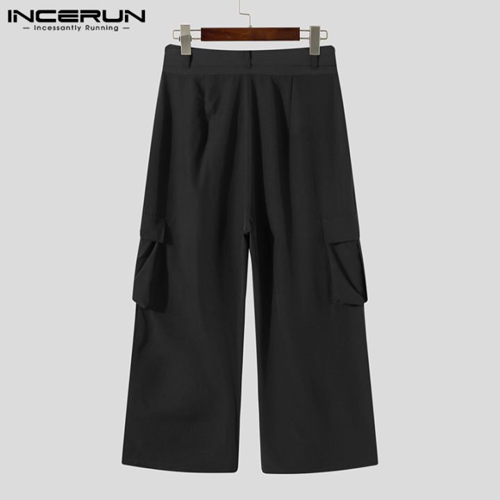 incerun-กางเกงขายาวทรงหลวมผู้ชาย-สไตล์เกาหลีกางเกงหูรูดกางเกงพังก์โกธิค