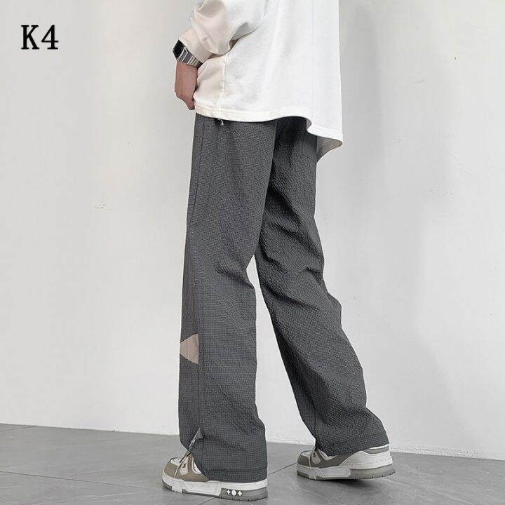 ready-k4-hong-kong-style-oversize-new-casual-pants-loose-mens-buckle-design-trendy-brand-straight-seersucker-trousers