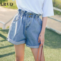 ?จัดส่งที่รวดเร็ว?Hot selling?Korean jeans Short jeans กางเกงยีนส์ขาสั้น ตกแต่งกระดุม รอยขาดหน้าหลัง น่ารัก