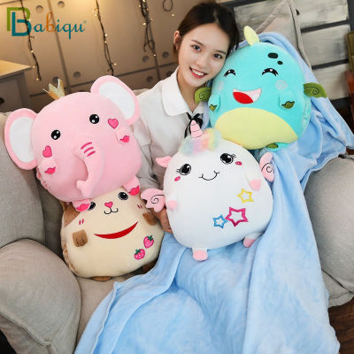 (ร้อน) นุ่มที่มีสีสันยัดไส้สัตว์3 In 1หมอนด้วยผ้าห่ม Kawaii ตุ๊กตาไดโนเสาร์ยูนิคอร์นช้างแมวของเล่นสำหรับเด็กการ์ตูนของขวัญ