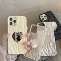 เคสกล่องกันกระแทกซิลิโคนนิ่มกระจกสำหรับ iPhone 14 13 12 11 Pro Max XS X XR Love หรูหรา3D หัวใจน้ำกระเพื่อมเคสโทรศัพท์