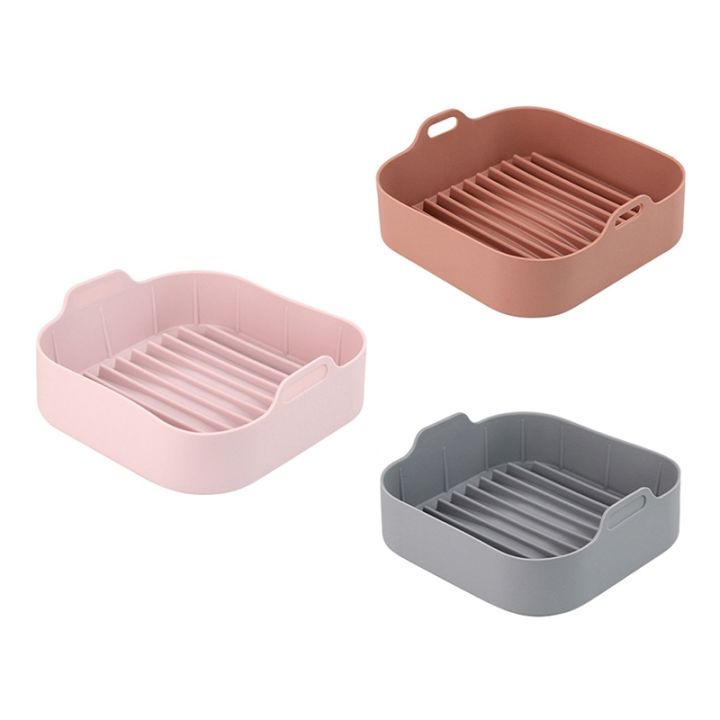 AirFryer Silicone Pot Square Air Fryers Oven Baking Tray Bread Fried  Chicken Pizza Basket Mat Replacemen Grill Pan Accessories