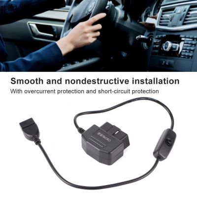 gpuha Shop 18.7in OBD2 USB Power Charging Cable 16Pin Connector Charger for Car DVR Camera