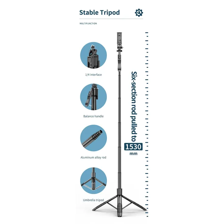 ไม้เซลฟี่2022ยาวขาตั้งกล้องถ่ายทอดสดรองรับโทรศัพท์มือถือทั้งหมดบลูทูธควบคุมระยะไกลสำหรับการยิงติ๊กต๊อก
