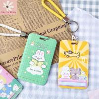 GARRIY เคสป้องกันบัตรชื่อพวงกุญแจเชือกสั้นลายสัตว์กระเป๋าใส่บัตรเครดิตซองใส่บัตรนักเรียนหญิงมีจี้กระเป๋าเด็กผู้หญิงน่ารัก