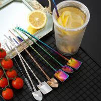 4Pcs Stainless Steel Mix Drinking Spoon Straws With Brush Creative Ice Cream Spoon Kitchen Utensil Barware