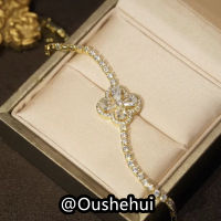 Oushehui ขายร้อนสี่ใบโคลเวอร์สร้อยข้อมือเพชรสร้อยข้อมืออารมณ์