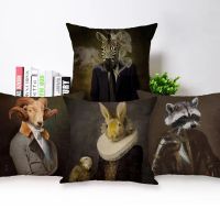 Sheep Rabbit Dog Cushion Cover Decor Lovely Animals Poster Beige Throw Pillows Case Home Pillowcase Sofa Decoration Cushion Cover