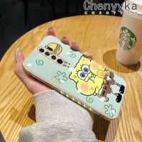 เคส Chenyyyka สำหรับ XIaomi Redmi Note 8 Pro ลายการ์ตูนน่ารักสพันชบ็อบสแควร์แพนท์กรอบสี่เหลี่ยมจัตุรัสใหม่ฝาครอบป้องกันเคสมือถือกันกระแทกซิลิกาเจลแบบนิ่ม