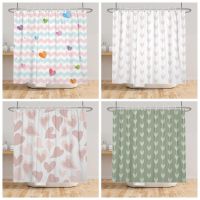 Cute Heart Shower Curtain Art Lines Pattern Waterproof Polyester Shower Curtains Room Decor Bathtub Curtain Textured With Hooks