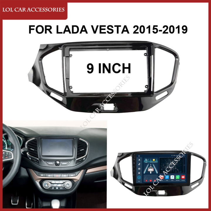 แผงหน้าปัด9นิ้วสำหรับ LADA VESTA 2015-2019วิทยุติดรถยนต์2 Din แผง DVD GPS Mp5เครื่องเล่นแอนดรอยด์ปลอกคอกันสุนัขเลียผนังบุเครื่องสเตอริโอ