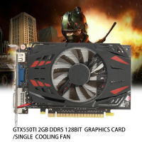 GTX550TI DDR5 2GB 2GB เมมโมรีขนาดใหญ๋การ์ดจอ128BIT พัดลมเดี่ยวเอาต์พุตต่ำเสียงประสิทธิภาพสูงระบายความร้อนได้อย่างรวดเร็วเข้ากันได้กับการ์ดวิดีโอ DVI VGA คอมพิวเตอร์เดสก์ท็อปสำหรับโฮมการ์ดวิดีโอที่มีประโยชน์