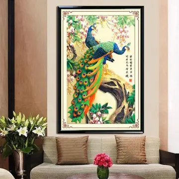 5D Diamond Painting Pink Peacock Cross Stitch Animal Diamond