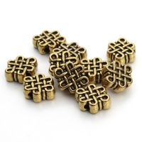 50pcslot 11x9mm Antique Gold Silver Chinese Knot Metal Tibetan Spacer Beads Fit DIY celets Charms Jewelry Making Findings