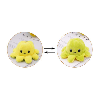 Reversable Cute Octopus Keychain Plush Cartoon Octopus Doll Double Sided Face Key Chain Car Bag Key Ring Gift for Kid Children