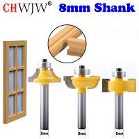 CHWJW 3PC 8mm Shank Glass Door Router Bits Round-Over Bead Set w/ เครื่องตัดเดือยสำหรับงานไม้ เครื่องมือ