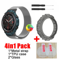 4in1 สายนาฬิกาข้อมือ สเตนเลส สําหรับ amazfit T-REX PRO watch Band amazfit T-REX PRO amazfit T REX PRO