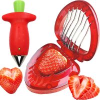 2pc/ Set Fruit Tools Strawberry Slicer Cutter Corer Huller Stem Remover