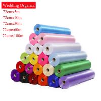 ✿✺ (5/10/20/50/60/100m)72CM width Wedding Decor Crystal Sheer Organza Fabric Table Runner Chair Sashes Bow for Event Party Supplies