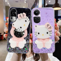 เคส Case OPPO Reno10 10 Pro+ OPPO A78 NFC Plus 4G 5G ยอดนิยมสำหรับโทรศัพท์ เคส มือถือลายแมวแฟชั่นที่สร้างสรรค์ KT น่ารักลายการ์ตูน Hellokitty แต่งหน้ากระจกฝาแข็ง2023