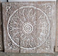 mandala wood carving panel 90 x 90 cm wall art hanging asian art thai wood wall art decor Lotus wooden carve handmade crafts (ไม้แกะสลัก ไม้ฉลุ 3 ft 