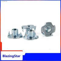 ♞✠ 2/10/20pc M4 M5 M6 M8 M10 M12 Thickened Steel Four Claws Speaker Nut Blind Pronged Insert T-Nut for Wood Furniture Length 8-17mm