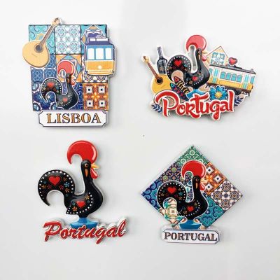 ◈ Fridge Magnet Souvenir Portugal Landmark France Symbol Rooster Lisbon Madeira Tramcar Guitar Painting Magnets Sticker City Decor