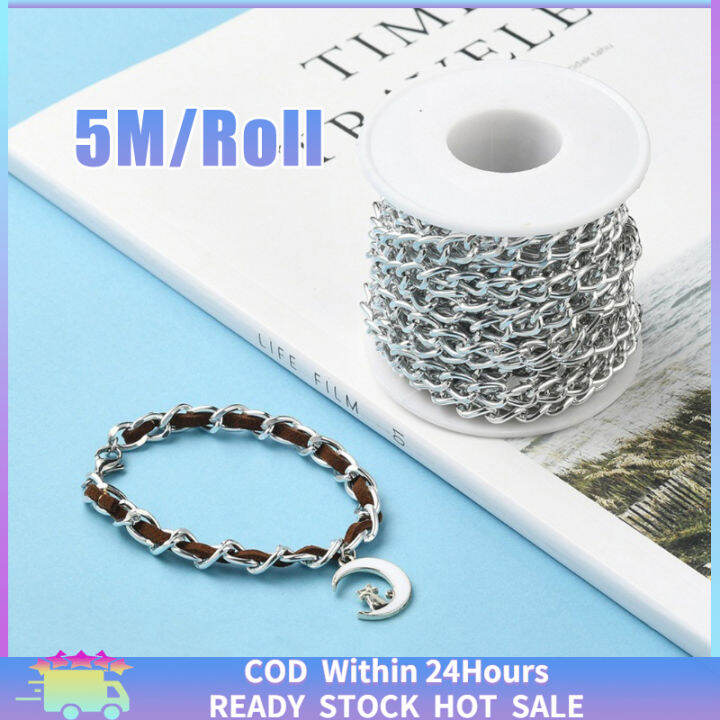 5M Jewelry Cable Chain Jewelry Making Silver Chain Roll Stainless Steel